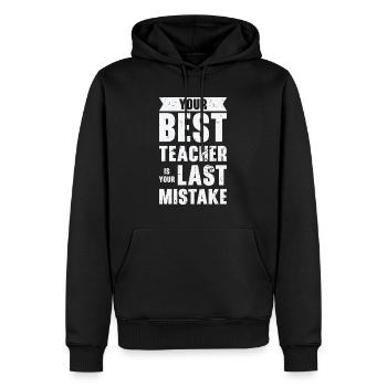Erreur Sagesse Citations Imperfection Vie - Sweat à capuche Premium bio Homme - noir - Devant - Nico (187cm)