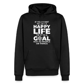 Goal Life Quotes Happy Positive Message - Men’s Premium Organic Hoodie - black - Front - Nico (187cm)