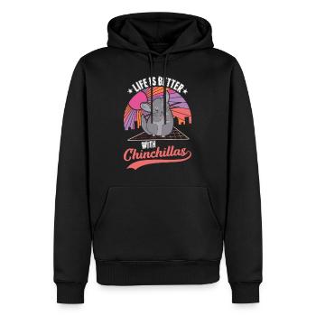 Das Leben ist besser mit Chinchillas - Männer Premium Bio Hoodie - Schwarz - Vorne - Nico (187cm)
