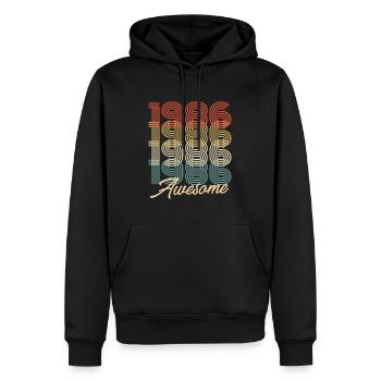 Drôle d’anniversaire génial 1986 - Sweat à capuche Premium bio Homme - noir - Devant - Nico (187cm)