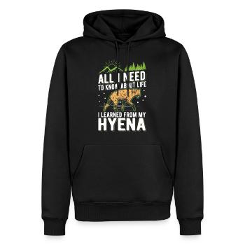 Hyäne Geschenk Erdwolf Hyena - Männer Premium Bio Hoodie - Schwarz - Vorne - Nico (187cm)