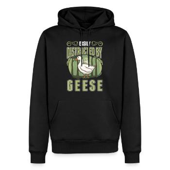 Easily distracted by Geese Gänsezüchter Gänse - Männer Premium Bio Hoodie - Schwarz - Vorne - Nico (187cm)