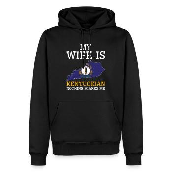 Rien ne me fait peur femme du Kentucky - Sweat à capuche Premium bio Homme - noir - Devant - Nico (187cm)