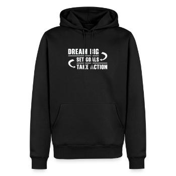 Objectif Vie Citations Message positif Motivant - Sweat à capuche Premium bio Homme - noir - Devant - Nico (187cm)