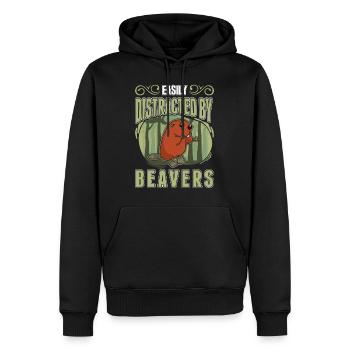 Easily distracted by Beavers Biber - Männer Premium Bio Hoodie - Schwarz - Vorne - Nico (187cm)
