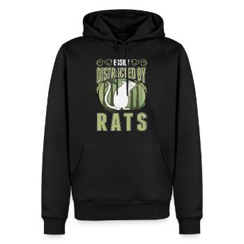 Facilement distrait par les rats Rat Hausratte - Sweat à capuche Premium bio Homme - noir - Devant - Nico (187cm)