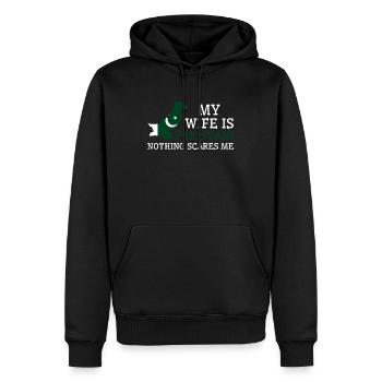 Rien ne me fait peur Femme pakistanaise Pakistan - Sweat à capuche Premium bio Homme - noir - Devant - Nico (187cm)