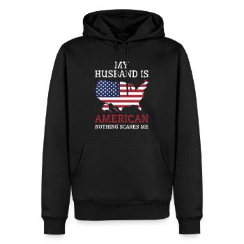 Rien ne me fait peur mari américain - Sweat à capuche Premium bio Homme - noir - Devant - Nico (187cm)