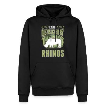 Easily distracted by Rhinos Nashorn - Männer Premium Bio Hoodie - Schwarz - Vorne - Nico (187cm)