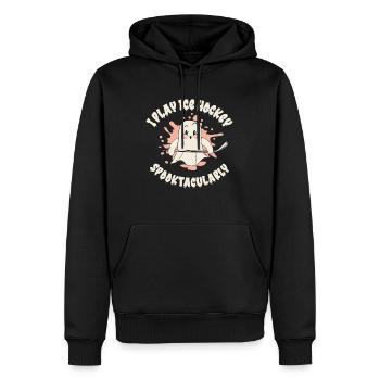 Sports de hockey sur glace Saison d’Halloween Joueur fantôme - Sweat à capuche Premium bio Homme - noir - Devant - Nico (187cm)