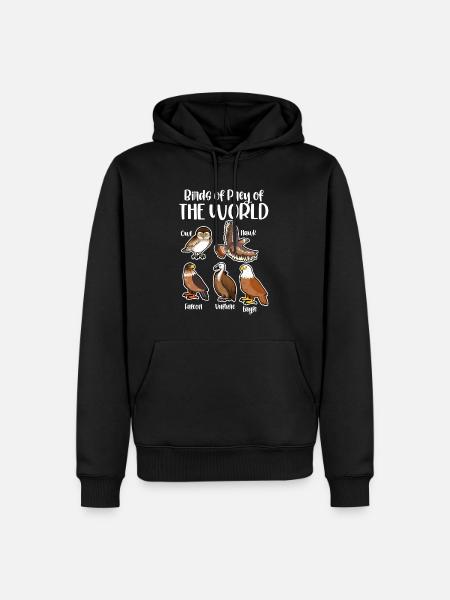 Raubvögel der Welt - Männer Premium Bio Hoodie - Schwarz