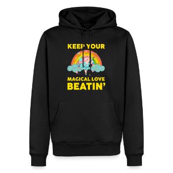 Regenbogentier singend spielend Einhorn Liebhaber - Männer Premium Bio Hoodie - Schwarz - Vorne - Nico (187cm)