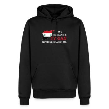 Rien ne me fait peur Mari syrien Syrie - Sweat à capuche Premium bio Homme - noir - Devant - Nico (187cm)