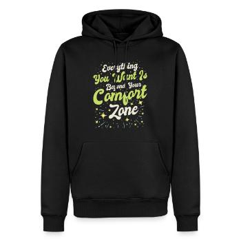 Bedeutungsvolles Wissen Motivator Komfortzone - Männer Premium Bio Hoodie - Schwarz - Vorne - Nico (187cm)