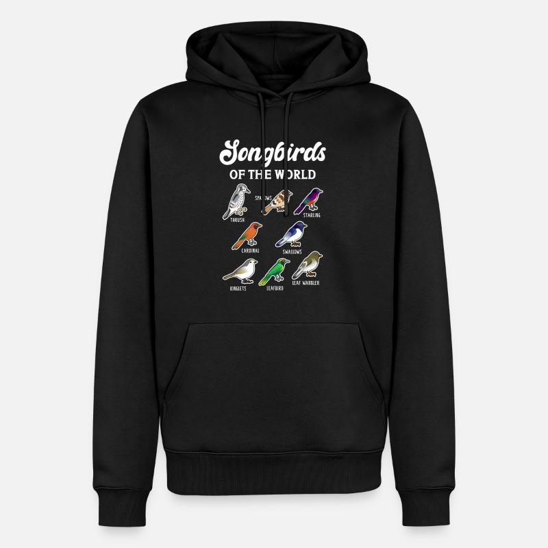 Oiseaux chanteurs du monde - Sweat à capuche Premium bio Homme - noir