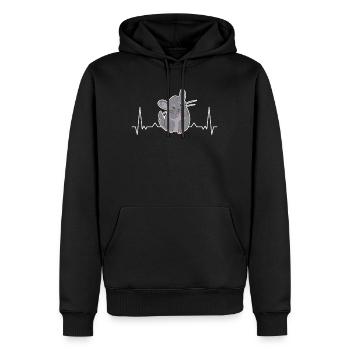 Chinchilla Herzschlag - Männer Premium Bio Hoodie - Schwarz - Vorne - Nico (187cm)