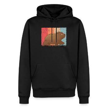 Wombat Retro, Wombat Vintage - Männer Premium Bio Hoodie - Schwarz - Vorne - Nico (187cm)