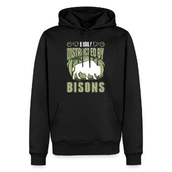 Facilement distrait par les bisons Buffle d’eau Buffle - Sweat à capuche Premium bio Homme - noir - Devant - Nico (187cm)