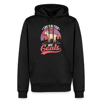 La vie est meilleure avec les chèvres hôte chèvre - Sweat à capuche Premium bio Homme - noir - Devant - Nico (187cm)