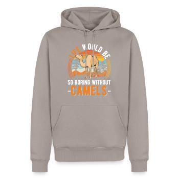 Cadeau Chameau Dromadaire Camel Big Camel - Sweat à capuche Premium bio Homme - taupe - Devant - Nico (187cm)
