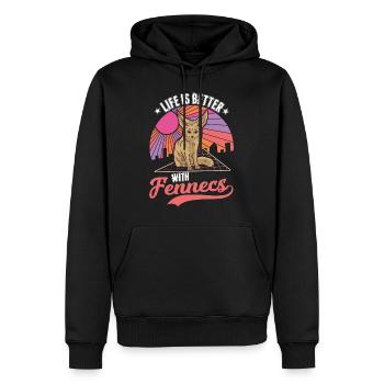 Das Leben ist besser mit einem Fennek - Männer Premium Bio Hoodie - Schwarz - Vorne - Nico (187cm)