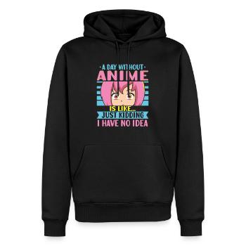 Anime Girl Manga Eyes Un jour sans anime - Sweat à capuche Premium bio Homme - noir - Devant - Nico (187cm)