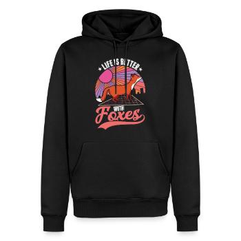 Das Leben ist besser mit einem Fuchs - Männer Premium Bio Hoodie - Schwarz - Vorne - Nico (187cm)