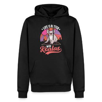 Das Leben ist besser mit einem Koala - Männer Premium Bio Hoodie - Schwarz - Vorne - Nico (187cm)