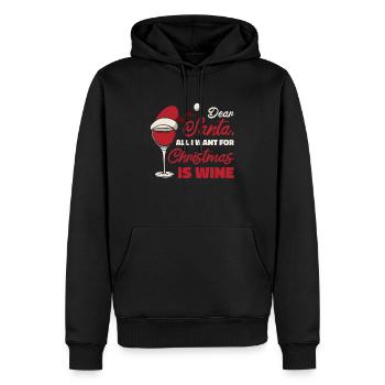 Cher Père Noël Fête du vin de Noël - Sweat à capuche Premium bio Homme - noir - Devant - Nico (187cm)