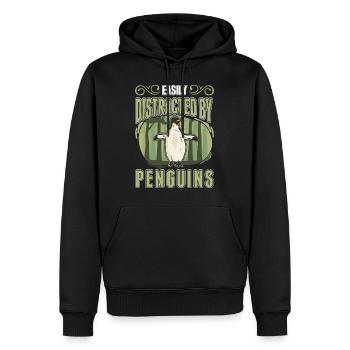 Easily distracted by Penguins Pinguin - Männer Premium Bio Hoodie - Schwarz - Vorne - Nico (187cm)