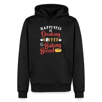 Cuisson du pain Café Boire de la caféine Pain Boulanger - Sweat à capuche Premium bio Homme - noir - Devant - Nico (187cm)