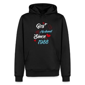 Meilleur mari depuis 1988 Mariage - Sweat à capuche Premium bio Homme - noir - Devant - Nico (187cm)