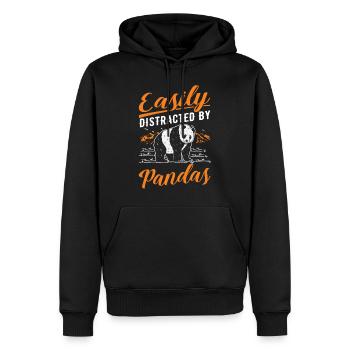 Easily distracted by Pandas - Männer Premium Bio Hoodie - Schwarz - Vorne - Nico (187cm)