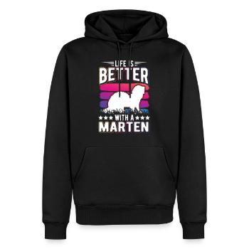 Das Leben ist besser mit Marder Nerz Baummarder - Männer Premium Bio Hoodie - Schwarz - Vorne - Nico (187cm)