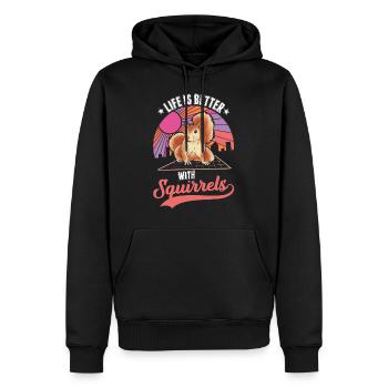 La vie est meilleure écureuil - Sweat à capuche Premium bio Homme - noir - Devant - Nico (187cm)