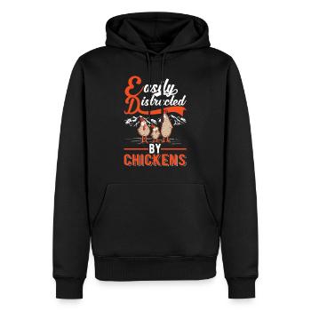 Easily distracted by Chickens Hühner Hühnchen - Männer Premium Bio Hoodie - Schwarz - Vorne - Nico (187cm)