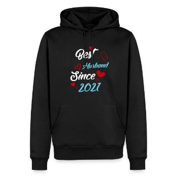 Bester Ehemann seit 2021 Hochzeit - Männer Premium Bio Hoodie - Schwarz - Vorne - Nico (187cm)