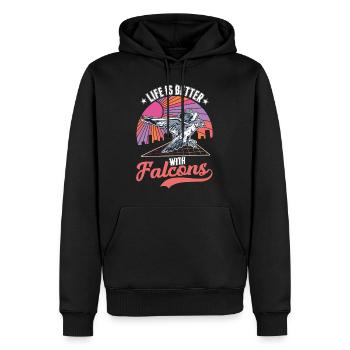 Das Leben ist besser mit Falken Falkner - Männer Premium Bio Hoodie - Schwarz - Vorne - Nico (187cm)