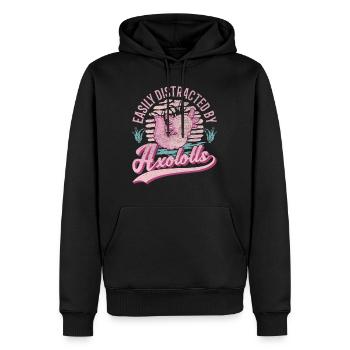 Facilement distrait par l’amphibien à queue d’Axolotl - Sweat à capuche Premium bio Homme - noir - Devant - Nico (187cm)