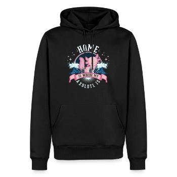 La maison est l’endroit où mon axolotl est la salamandre à queue - Sweat à capuche Premium bio Homme - noir - Devant - Nico (187cm)