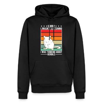 Gerbille Cadeau Rat de course mongol Gerbille - Sweat à capuche Premium bio Homme - noir - Devant - Nico (187cm)