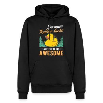 Because Rubber Ducks are freaking awesome - Männer Premium Bio Hoodie - Schwarz - Vorne - Nico (187cm)
