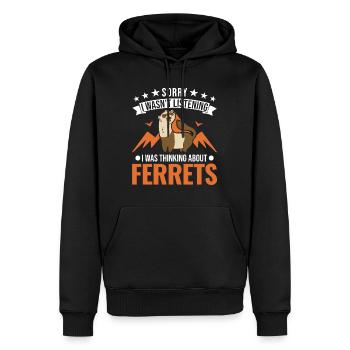 Amoureux du furet Cadeau furet - Sweat à capuche Premium bio Homme - noir - Devant - Nico (187cm)