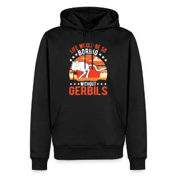 Gerbille Cadeau Rat de course mongol Gerbille - Sweat à capuche Premium bio Homme - noir - Devant - Nico (187cm)