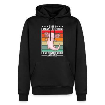 Axolotl Queue Cadeau Amphibien Axolotl - Sweat à capuche Premium bio Homme - noir - Devant - Nico (187cm)