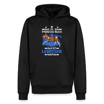 Lewitzer Parfüm Lewitzer Pferd Geruch - Männer Premium Bio Hoodie - Schwarz - Vorne - Nico (187cm)