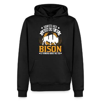 Buffalo Gift Bison Buffallo Buffle d’eau - Sweat à capuche Premium bio Homme - noir - Devant - Nico (187cm)