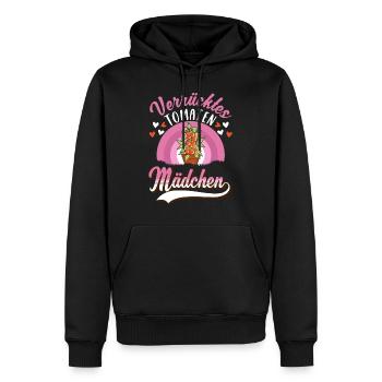 Verrücktes Tomaten Mädchen Tomatenzüchterin - Männer Premium Bio Hoodie - Schwarz - Vorne - Nico (187cm)