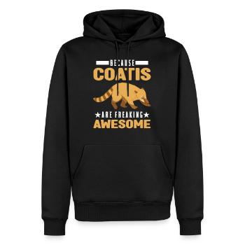 Parce que les Coatis sont des coati géniaux - Sweat à capuche Premium bio Homme - noir - Devant - Nico (187cm)
