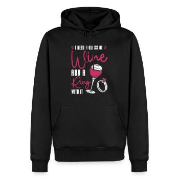 Boire du vin Couple Amateurs de vin Boissons romantiques - Sweat à capuche Premium bio Homme - noir - Devant - Nico (187cm)